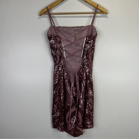 B. Darlin Pattern Sequin Tie Back Bodycon dress pink - 17/18 - Picture 7 of 11